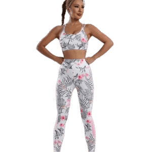 Tropical Print Women's Yoga Outfit – 2-Piece Set